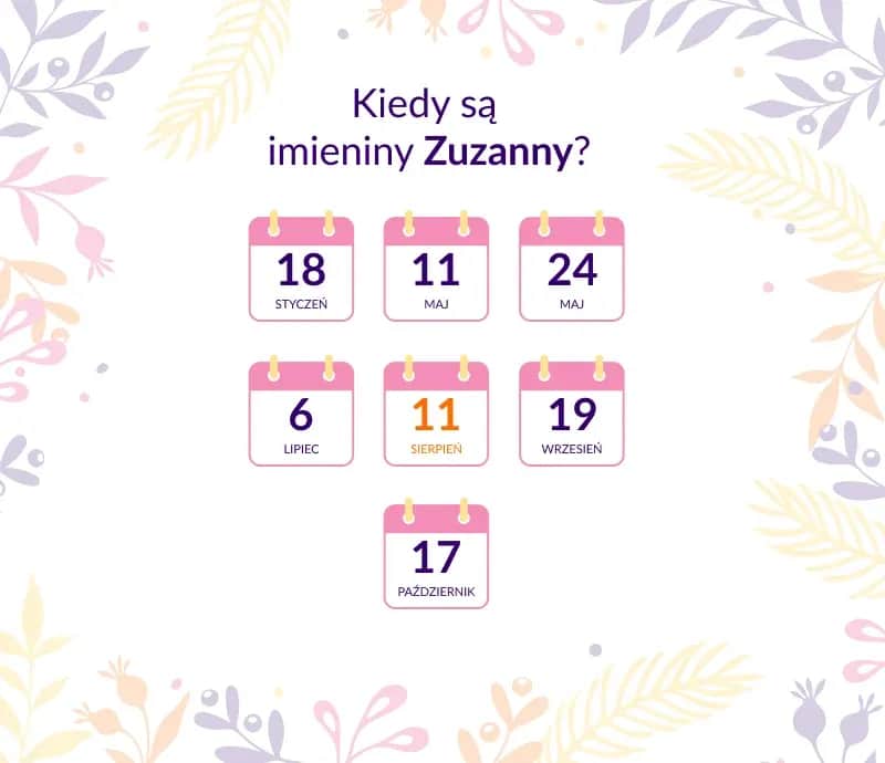 Kiedy Zuzanna obchodzi imieniny? Sprawdź daty imienin Zuzanny