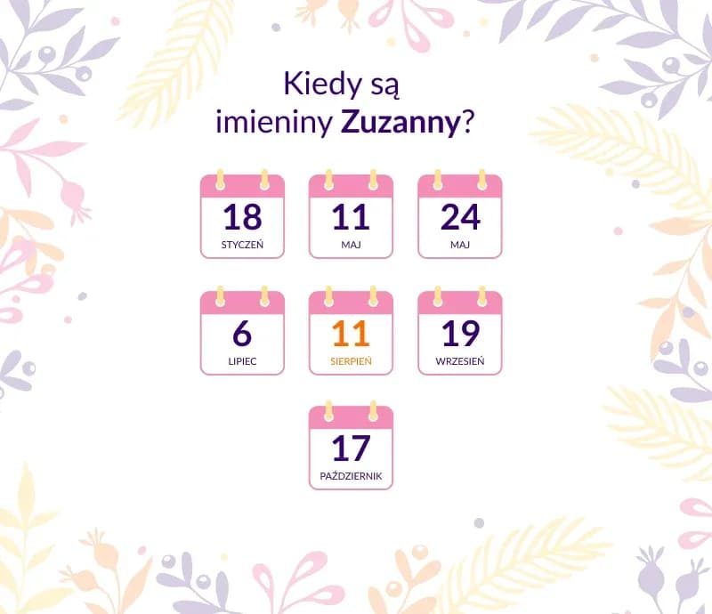 Kiedy Zuzanna obchodzi imieniny? Sprawdź daty imienin Zuzanny